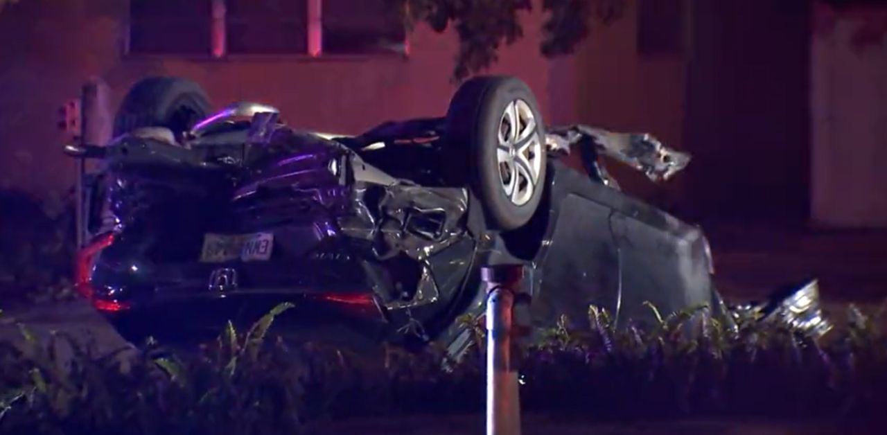 Driver Injured, Vehicle Totaled in Hit-and-run Rollover Crash in Miramar