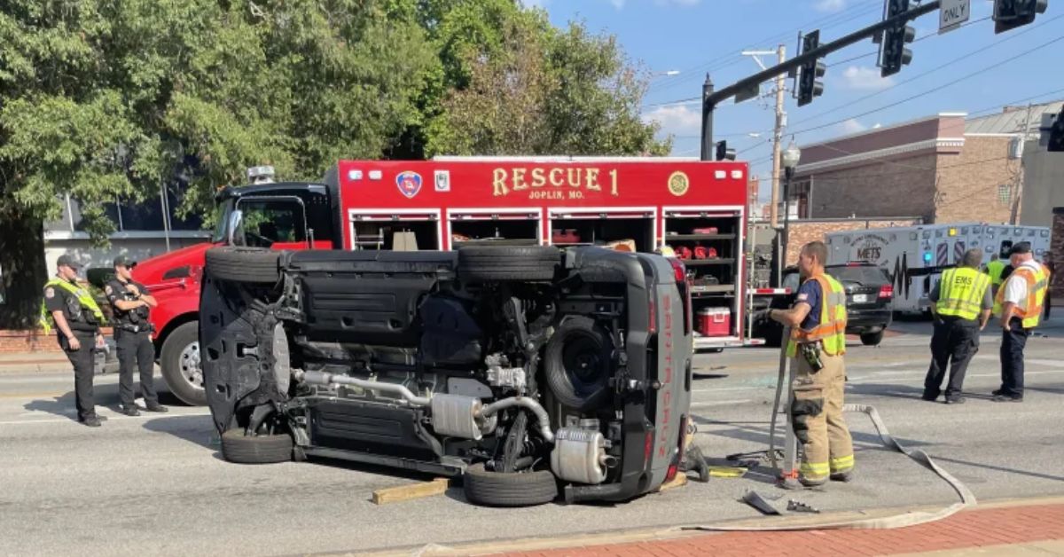 Truck overturns after two-vehicle crash in Joplin