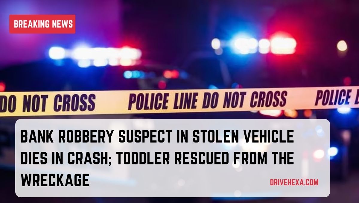 Driver of stolen vehicle who robbed bank killed in crash; toddler rescued from car

