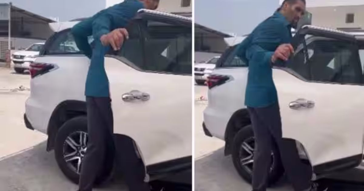 Great Khali Attempts to Enter Toyota Fortuner SUV, Resulting in Broken Footboard